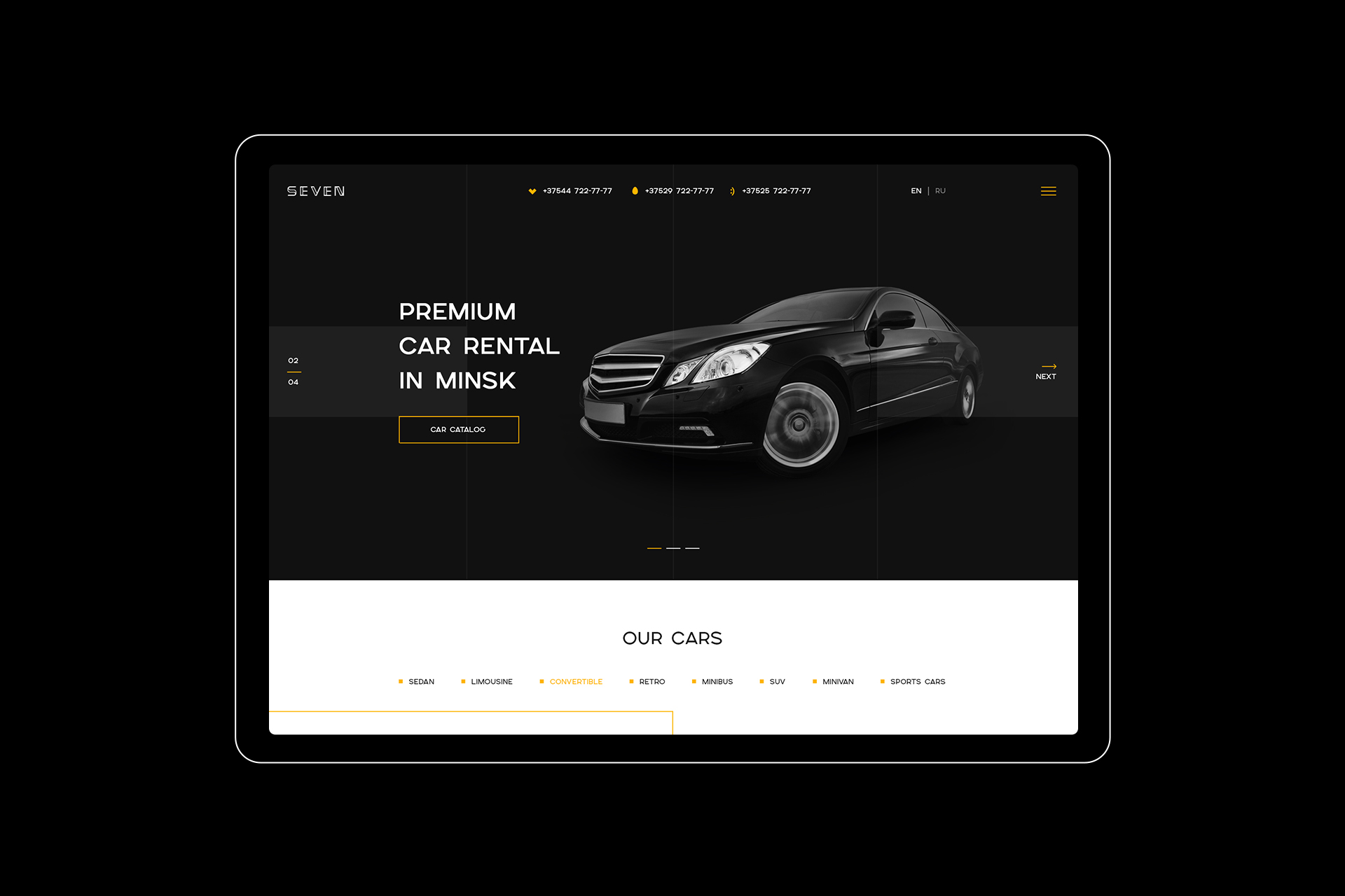 Дизайн сайта для компании по аренде авто