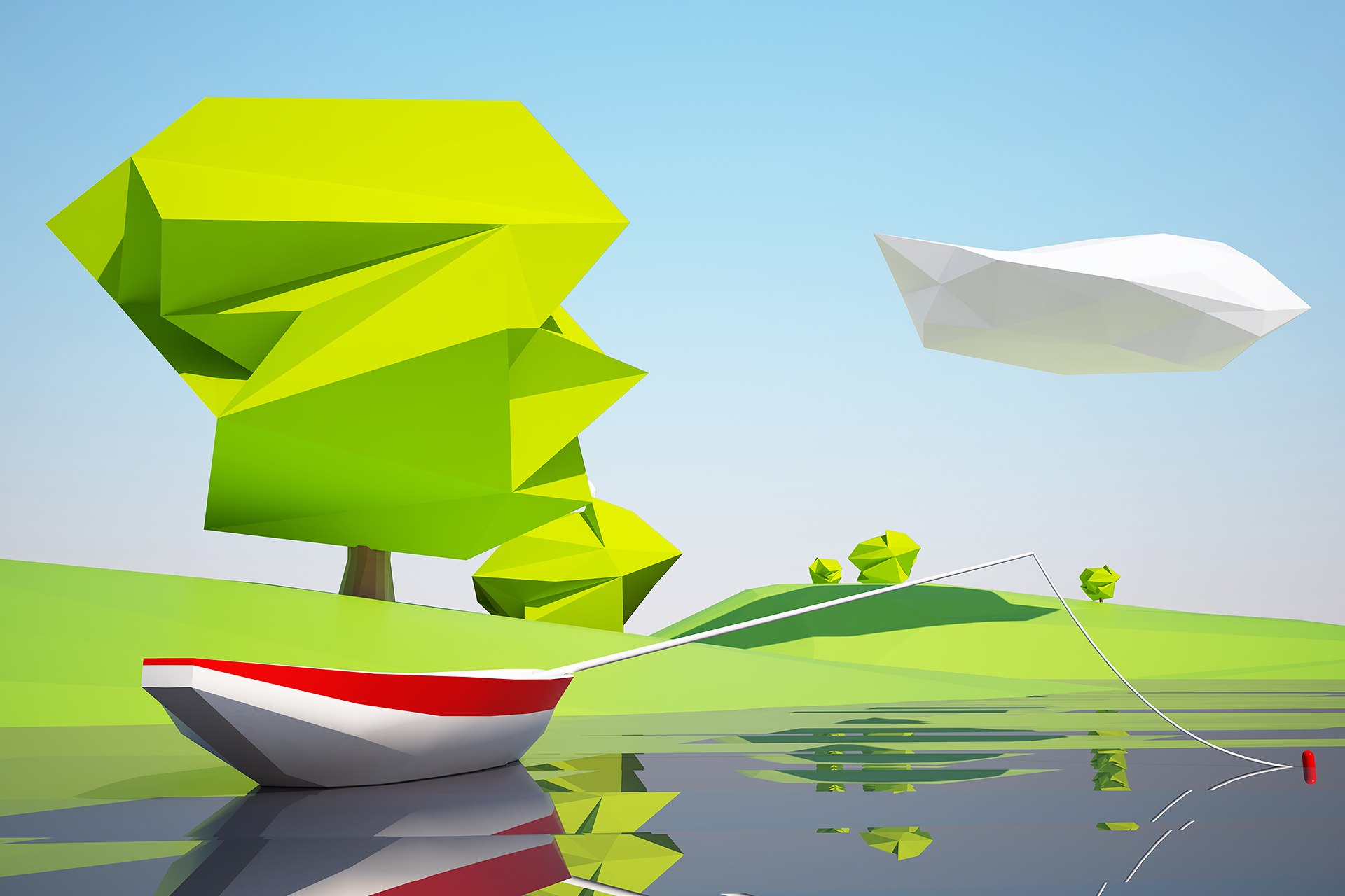 Polygonal style of low poly in design