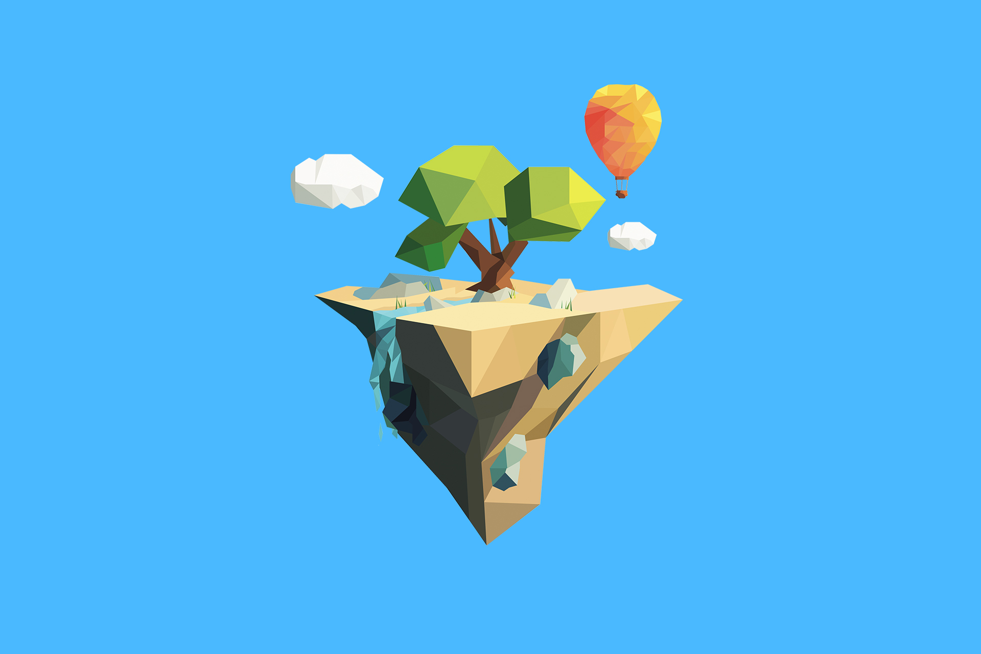 Polygonal style of low poly in design