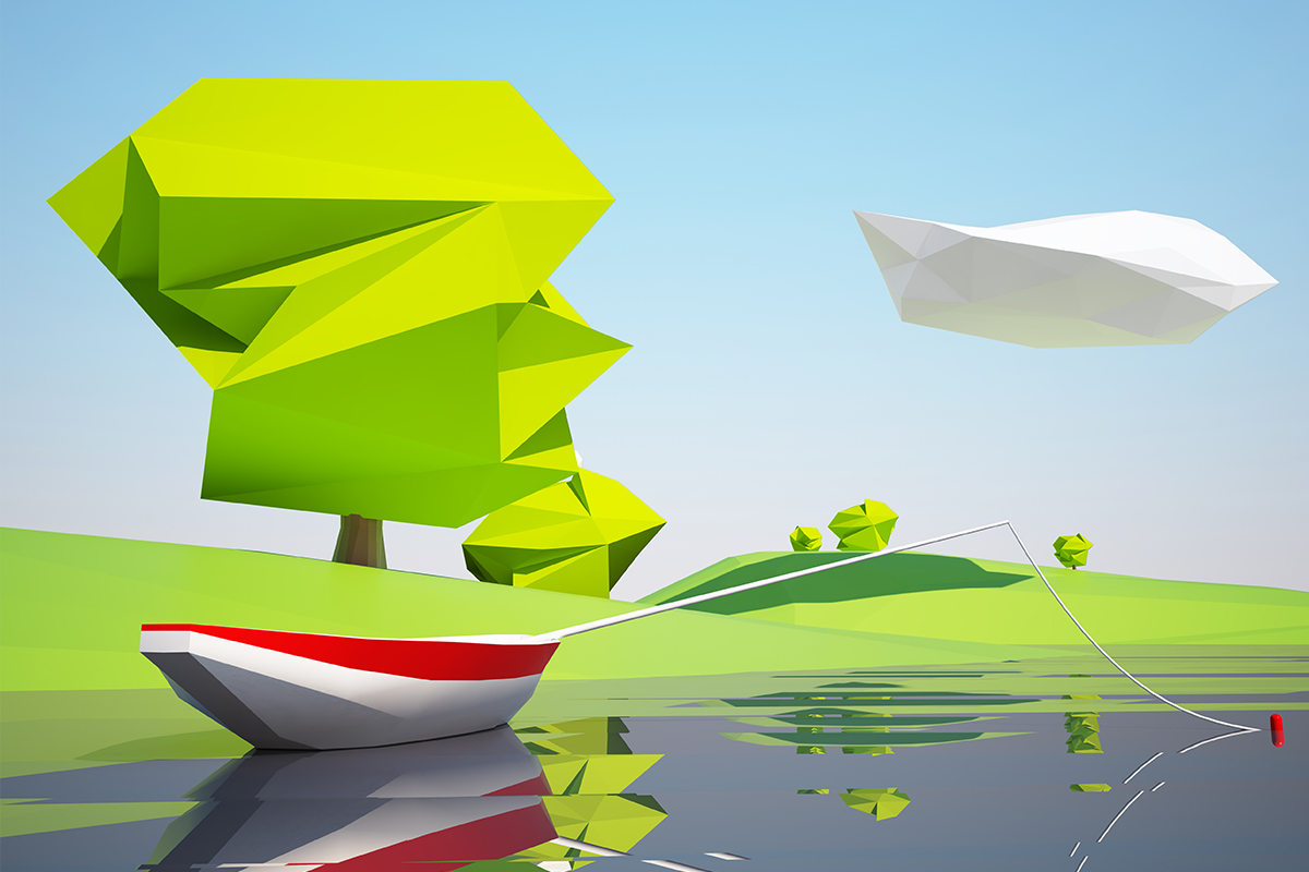 The polygonal style of low poly in design and advertising