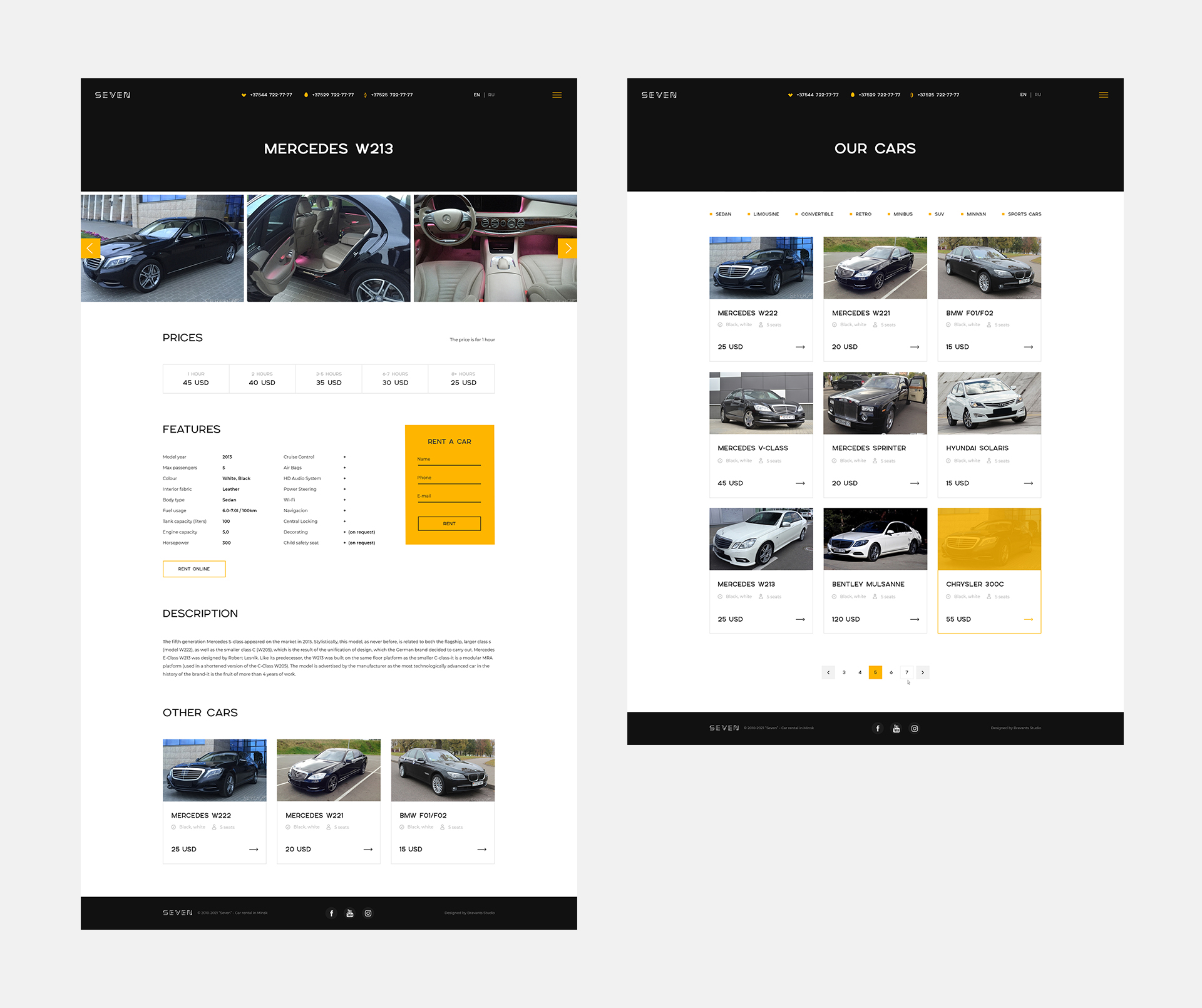 Website design and development for a car rental company